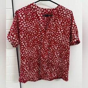 SHEIN Red Floral Blouse